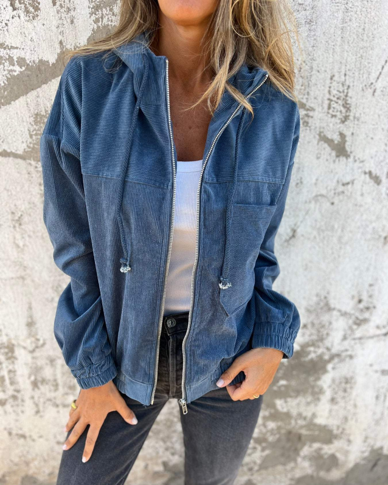 Renate™ | Cord-Kapuzenjacke mit Reißverschluss