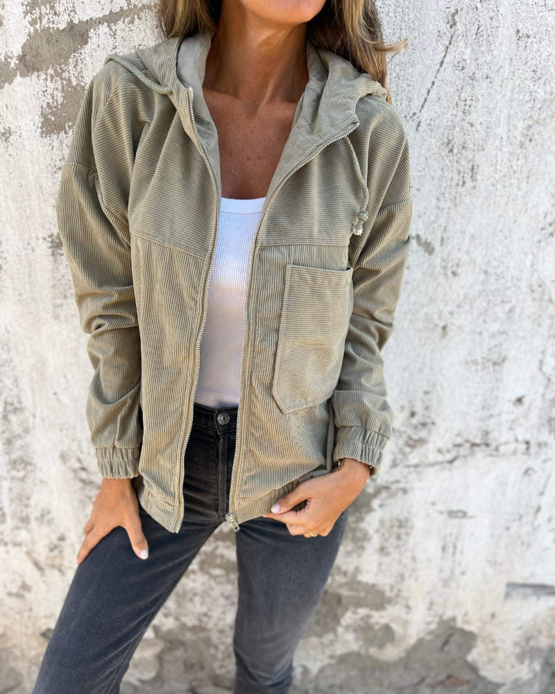 Renate™ | Cord-Kapuzenjacke mit Reißverschluss