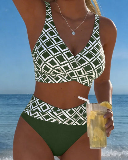 Zweiteiliger Bikini mit BH-Design und Diamantmuster