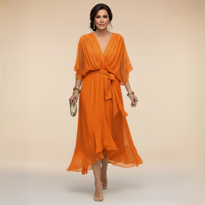 Cindy Chiffon-Kleid mit V-Ausschnitt