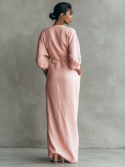 Sandra -  Minimalistisches Maxi-Kleid mit V-Ausschnitt