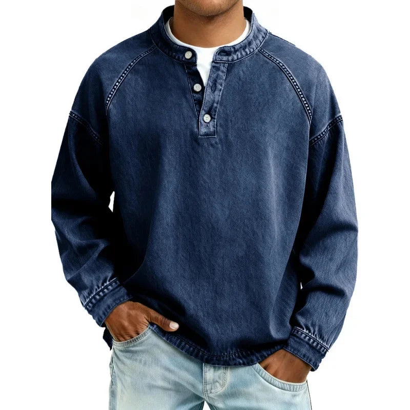 Pedro Langarmshirt | Vintage Herrenhemd mit Knöpfen