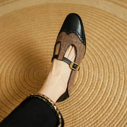 Diny – Vintage-Lederschuhe mit Schnalle