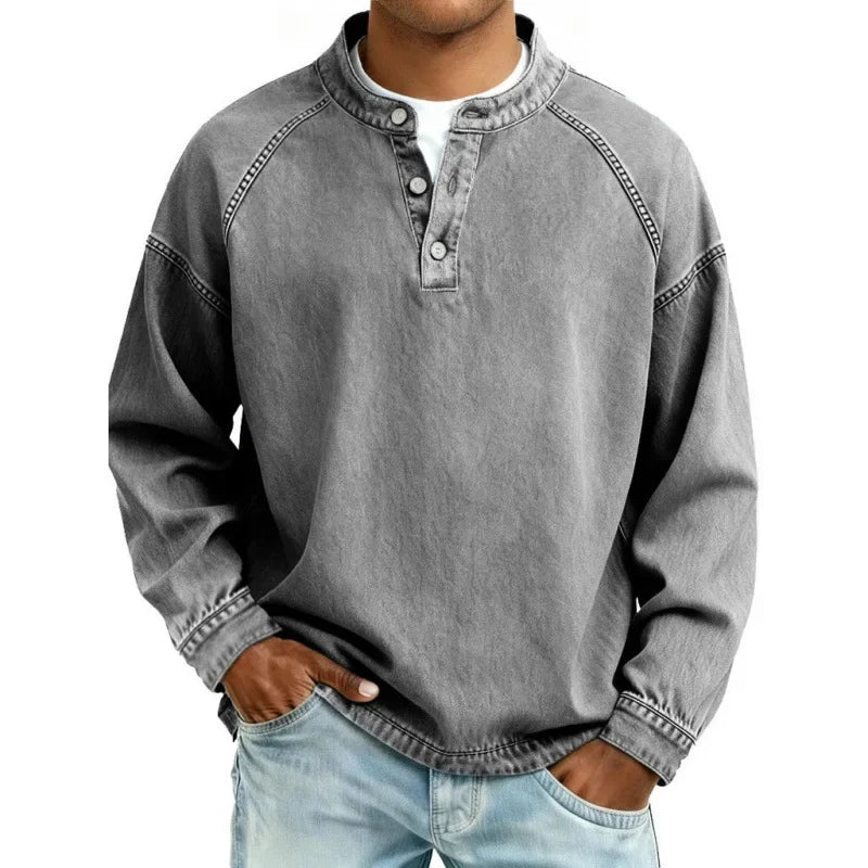 Pedro Langarmshirt | Vintage Herrenhemd mit Knöpfen