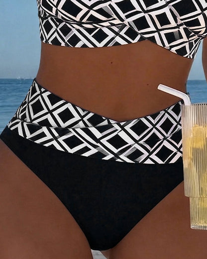 Zweiteiliger Bikini mit BH-Design und Diamantmuster